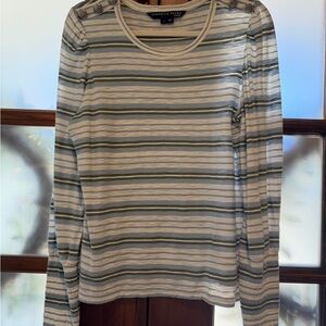 Veronica Beard Olive and Cream Striped Long Sleeve Top